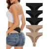 imagevoenxe Seamless High Waisted Women Underwear ThongsNo Show High Rise Panties ThongBreathable Comfortable Sports Tanga PackBlacknude