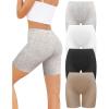 imagevoenxe Women Cotton Boy Shorts UnderwearLady Boxers BriefsHigh Waist Anti Chafing BoyShortSoft Long Leg Biker Panty4 PackAssorted