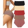 imagevoenxe Women Seamless Hipster UnderwearBreathable Ladies Panties BikiniNo Show BriefsComfortable Undies for Women 5PackCoffee