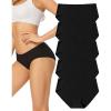 imagevoenxe Women Seamless Hipster UnderwearBreathable Ladies Panties BikiniNo Show BriefsComfortable Undies for Women 5PackE5 Pack Black