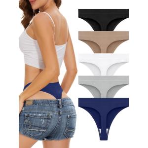 imagevoenxe Seamless High Waisted Women Underwear ThongsNo Show High Rise Panties ThongBreathable Comfortable Sports Tanga PackBasic