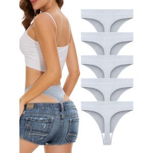 imagevoenxe Seamless High Waisted Women Underwear ThongsNo Show High Rise Panties ThongBreathable Comfortable Sports Tanga PackGray
