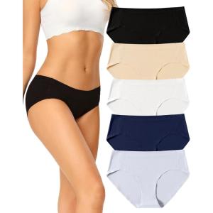 imagevoenxe Women Seamless Hipster UnderwearBreathable Ladies Panties BikiniNo Show BriefsComfortable Undies for Women 5PackC5 Pack Basics