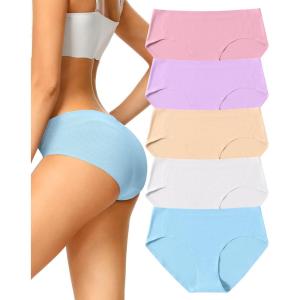 imagevoenxe Women Seamless Hipster UnderwearBreathable Ladies Panties BikiniNo Show BriefsComfortable Undies for Women 5PackF5 Pack Bright Color