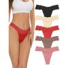 imagevoenxe Seamless Lace Thongs for Women No Show Thong UnderwearLady Breathable Comfort Panty Soft Laser Cut UndieTanga5PackCoffee