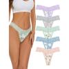 imagevoenxe Seamless Lace Thongs for Women No Show Thong UnderwearLady Breathable Comfort Panty Soft Laser Cut UndieTanga5PackFloral