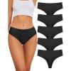 imagevoenxe Seamless Women Underwear ThongsHigh Waisted No Show Ladies PantiesBreathable Comfortable Hi Rise Cut Undies5PackBlack