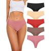 imagevoenxe Seamless Women Underwear ThongsHigh Waisted No Show Ladies PantiesBreathable Comfortable Hi Rise Cut Undies5PackCoffee
