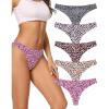 imagevoenxe Seamless Women Underwear ThongsNo Show Ladies ThongNo Line Workout Breathable Comfortable PantiesSoft Undies5PackG5 Pack Leopard Print