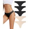 imagevoenxe Seamless Women Underwear ThongsNo Show Ladies ThongNo Line Workout Breathable Comfortable PantiesSoft Undies5PackH5 Pack 3black2nude