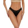 imagevoenxe Seamless Lace Thongs for Women No Show Thong UnderwearLady Breathable Comfort Panty Soft Laser Cut UndieTanga5PackBlack