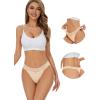 imagevoenxe Seamless Lace Thongs for Women No Show Thong UnderwearLady Breathable Comfort Panty Soft Laser Cut UndieTanga5PackCoffee