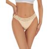 imagevoenxe Seamless Lace Thongs for Women No Show Thong UnderwearLady Breathable Comfort Panty Soft Laser Cut UndieTanga5PackNude
