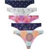imagevoenxe Seamless Women Underwear ThongsNo Show Ladies ThongNo Line Workout Breathable Comfortable PantiesSoft Undies5PackB5 Pack Pattern Design