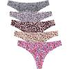 imagevoenxe Seamless Women Underwear ThongsNo Show Ladies ThongNo Line Workout Breathable Comfortable PantiesSoft Undies5PackG5 Pack Leopard Print