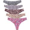imagevoenxe Seamless Women Underwear ThongsNo Show Ladies ThongNo Line Workout Breathable Comfortable PantiesSoft Undies5PackG5 Pack Leopard Print
