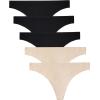 imagevoenxe Seamless Women Underwear ThongsNo Show Ladies ThongNo Line Workout Breathable Comfortable PantiesSoft Undies5PackH5 Pack 3black2nude