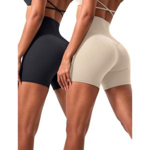 imagevoenxe High Waisted Women Yoga ShortsSpandex Biker Cycling Short Leggings for Ladies Running Fitness Gym WorkoutSoft2 PackBlacknude