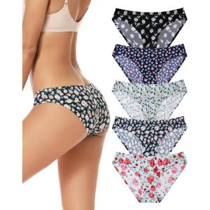 imagevoenxe Women Bikini UnderwearSeamless Breathable Ladies PantiesNo Show Comfortable Briefs Undies for WomenHipster5PackA5 Pack Floral Design