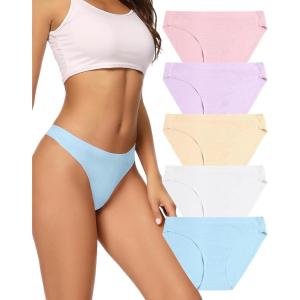 imagevoenxe Women Bikini UnderwearSeamless Breathable Ladies PantiesNo Show Comfortable Briefs Undies for WomenHipster5PackE5 Pack Bright Color