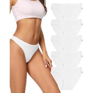 imagevoenxe Women Bikini UnderwearSeamless Breathable Ladies PantiesNo Show Comfortable Briefs Undies for WomenHipster5PackH5 Pack White