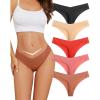 imagevoenxe Seamless Women Underwear ThongLow Rise No Show Ladies PantiesV Waist Cut No Line Breathable Brief Comfortable 5PackCoffee