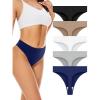 imagevoenxe Seamless Womens Thong UnderwearHigh Waisted Tanga Woman No Show PantiesBreathable Workout Comfortable Undies5 PackBasic