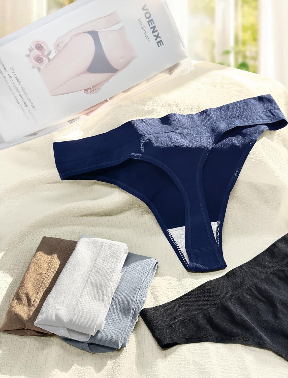 imagevoenxe Seamless Womens Thong UnderwearHigh Waisted Tanga Woman No Show PantiesBreathable Workout Comfortable Undies5 PackNude