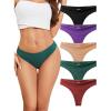 imagevoenxe Women Cotton Thongs UnderwearBreathable Soft PantiesLadies Workout Undies ComfortableAthletic Tangas Stretch 5 PackVintage