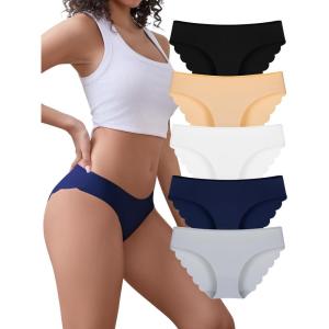 imagevoenxe Seamless Bikini Underwear for WomenNo Show Ladies PantiesInvisible Hipster Panty Brief UndiesLow Rise Cheeky5 PackBasic