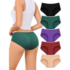 image:imagevoenxe Cotton Underwear Women Hipster Brief PantiesBreathable Womens Full Coverage BikiniSoft Workout Ladies Undies5 PackVintage