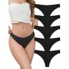 image:imagevoenxe Seamless Thongs for WomenNo Show Ladies UnderwearInvisible Comfortable PantiesLow Rise Gym Workout Undies5 PackBlack